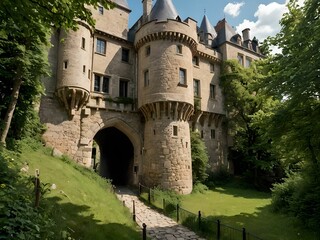 wallpaper representing a medieval castle filled with secret passengers.