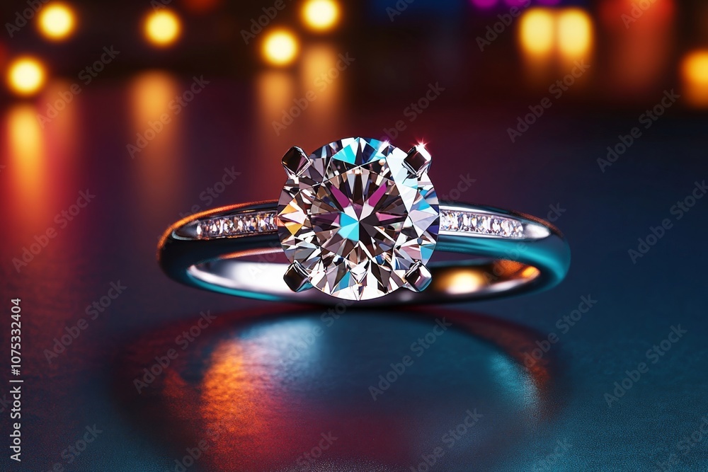 Poster pixel art of a diamond ring with a shiny gemstone in retro 8-bit style, capturing a nostalgic feel