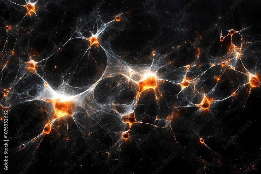 Aufkleber abstract illustration of a neural network with glowing nodes and connections.
