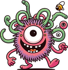 Fototapeta premium Friendly Monsters Color page, Big Eyes, Furry Friends, and Fun