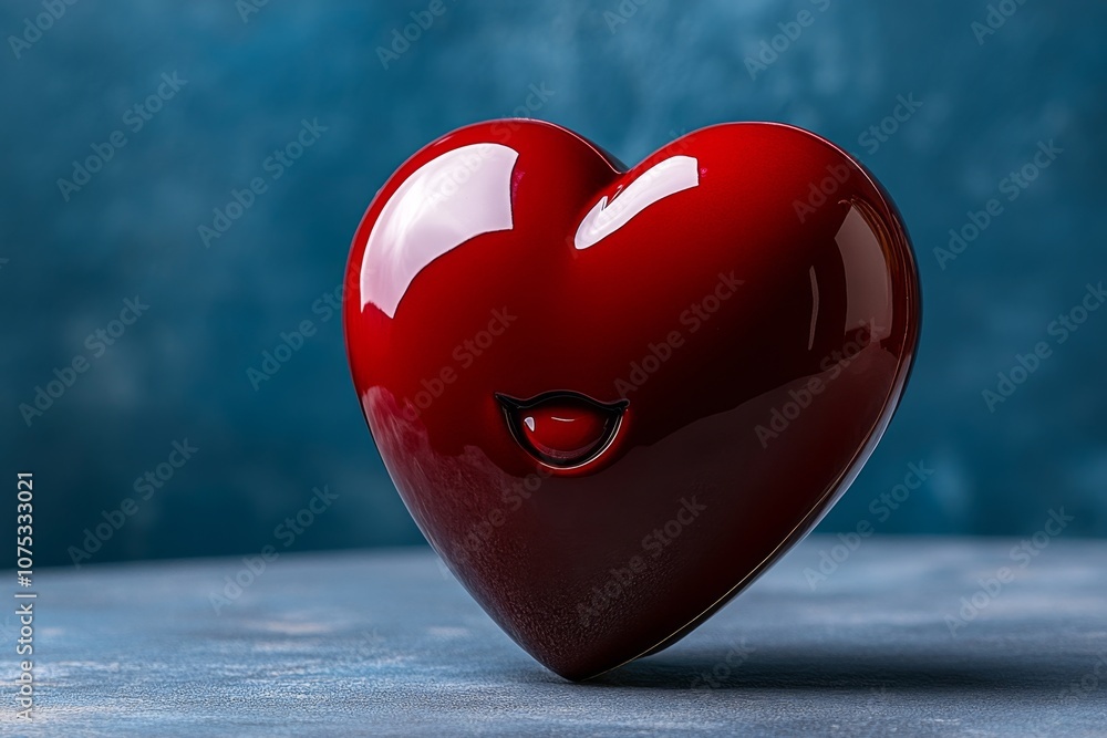 Aufkleber simple heart shape with a small, cheerful smile inside, representing happiness in a minimalist style