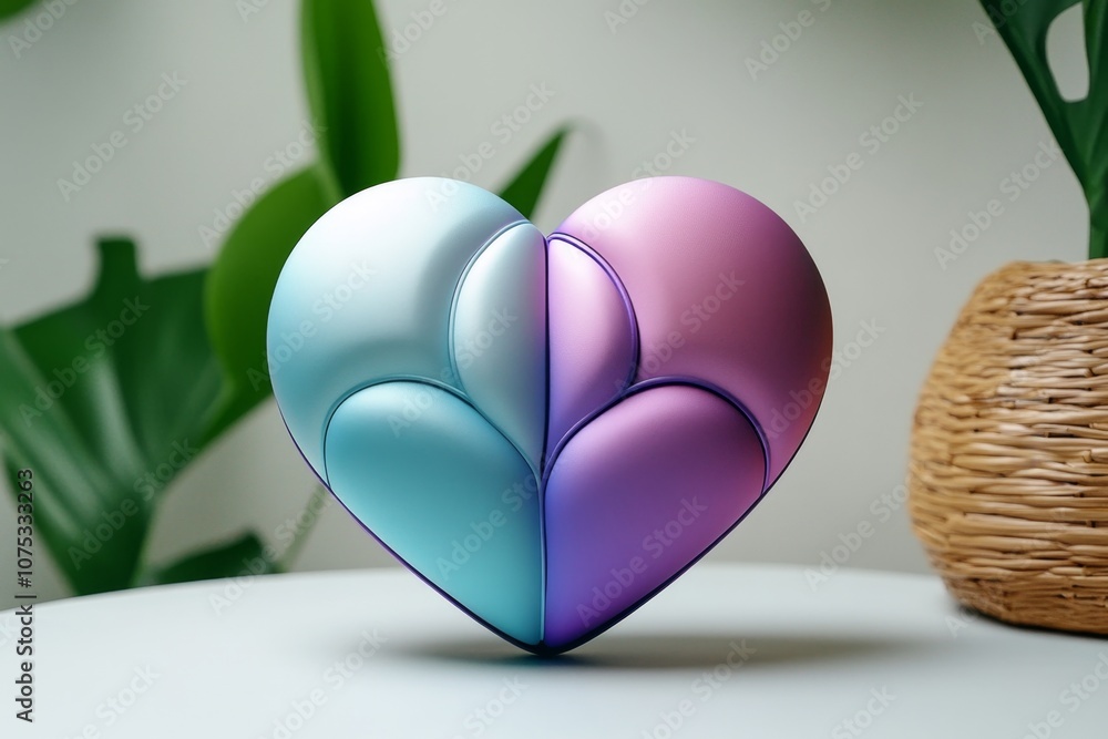 Poster Simple, stylized heart with soft gradients, creating a clean, modern look on a white canvas