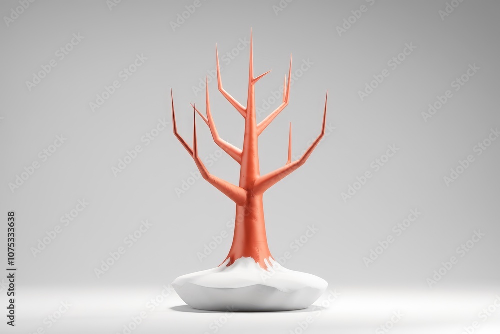 Poster a stylized bare tree with a white base representing winter.