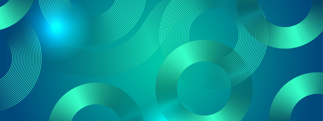 Blue and Green Vector Abstract Modern Futuristic 3d Line Banner With Shapes Ideal for Post, Background, Banner, Ad, Promo, Invitation, Etc