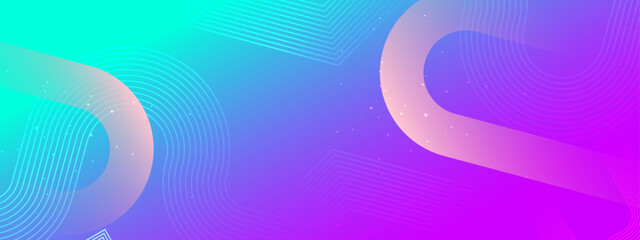 Blue and Purple Violet Simple Abstract Banner With Lines in a Geometric Style Ideal for Post, Background, Banner, Ad, Promo, Invitation, Etc