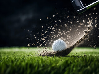 Golf, golf ball in a dynamic shot.