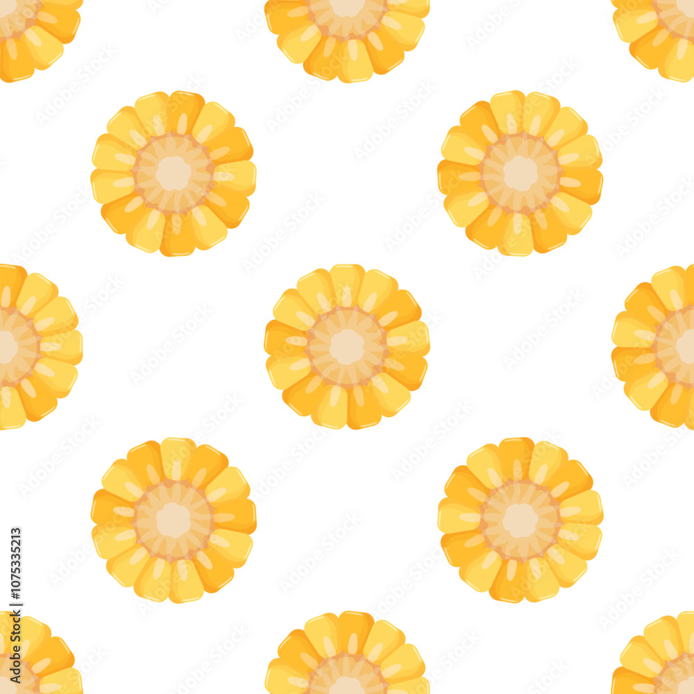 Aufkleber fresh corn on the cob slices arranged in a seamless pattern, creating a vibrant and appetizing culin