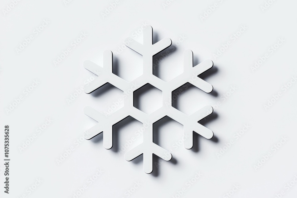 Poster a white snowflake icon with a shadow on a white background.