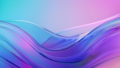 Naklejka premium Glassy Liquid Wave Abstract with Gradient Hues of Blue, Purple, and Pink. Smooth, Flowing Digital Background for Futuristic Design, Technology Interfaces, and Creative Visual Projects