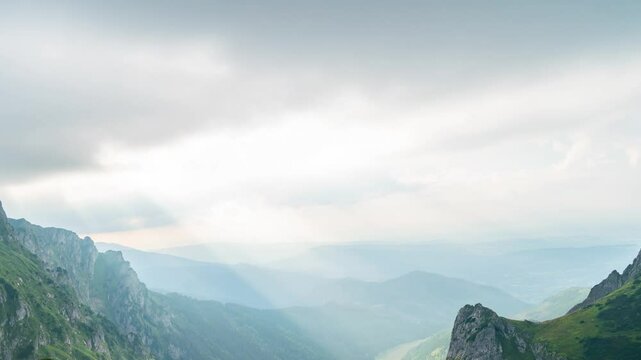 Accelerated Summer Skyline of Tatra Mountains with Clouds