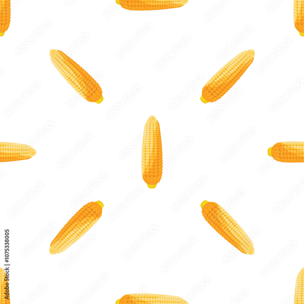 Aufkleber seamless pattern with ripe corn cobs creating a vibrant and repetitive design on a white background