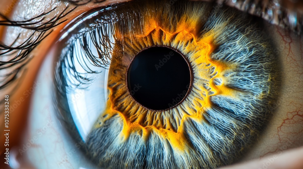 Poster a close-up view of a human eye with a unique iris pattern