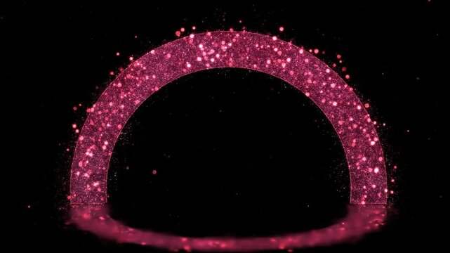 Ruby Particles Arc Frame with Reflection Floor, Alpha Channel, Loop Background