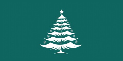 Obraz premium Minimalistic tree outline design on a green background for festive celebrations