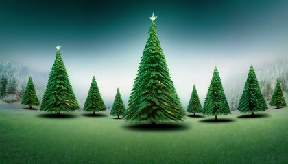 Fototapeta premium Green christmas trees