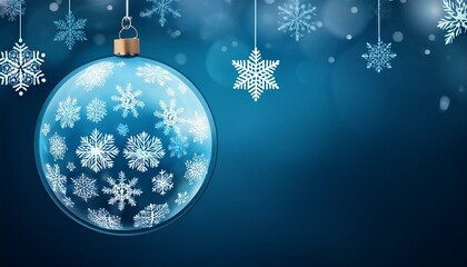 hanging bright christmas ball decoration with snowflakes vector illustration EPS10