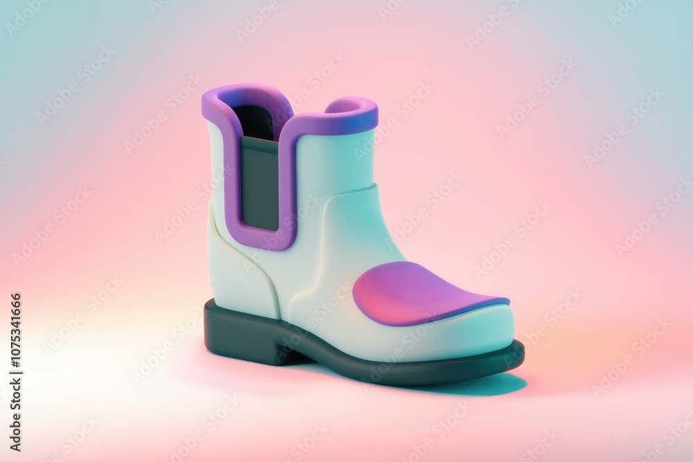 Poster A 3D rendering of a stylish  colorful boot.