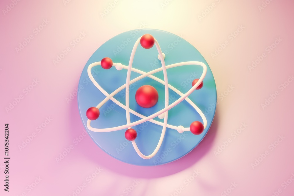 Aufkleber 3D rendering of a simple atom model