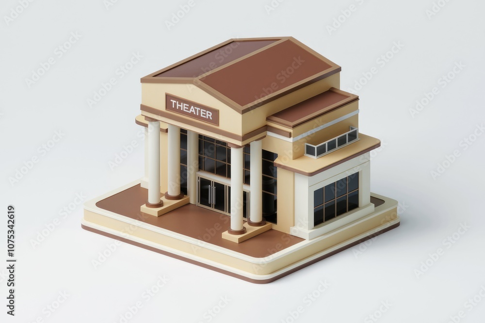 Aufkleber A 3D model of a classic theater building with columns.