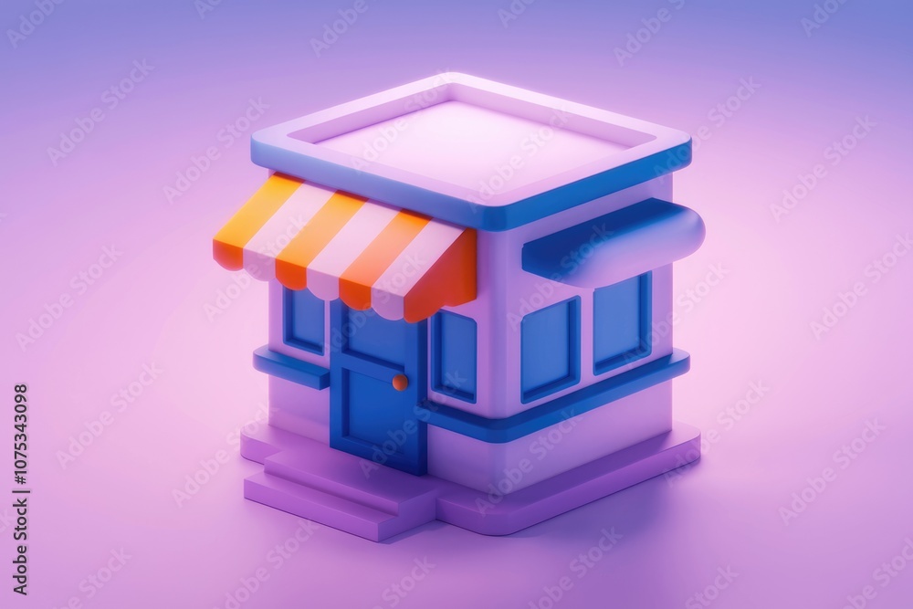 Poster a 3d rendering of a cute and colorful shop building.