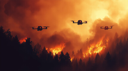 Drones survey severe forest fire situations