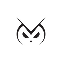 M owl logo simple design icon