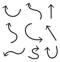 Black arrows set. Curved arrows. Arrow sign. Flat style icons.