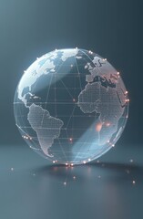 Digital world connectivity: futuristic globe with glowing data points on a dark background