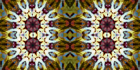 Seamless kaleidoscope pattern. The texture of the woven pattern. Endless pattern