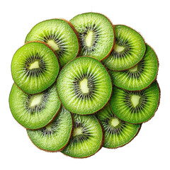 A close up of a bunch of green kiwi slices