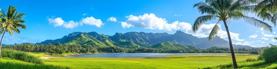 Wallpaper, Hintergrund, Header  - Berge und Palmen