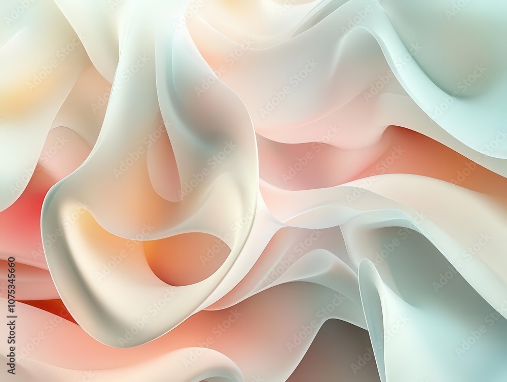 Poster abstract 3d background with soft pastel colors, creating a dreamy and serene atmosphere. smooth, flo