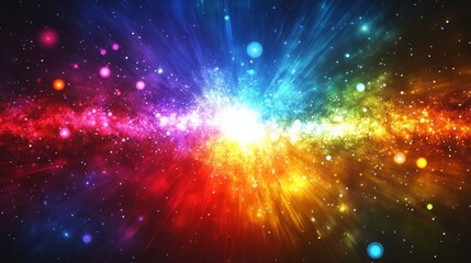 Obraz premium Abstract Cosmic Explosion with Colorful Lights and Glowing Particles