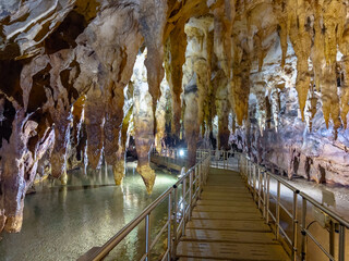 Aggitis river cave (Maaras Cave). One of the largest and most spectacular river caves in all of Europe, Drama, Greece.