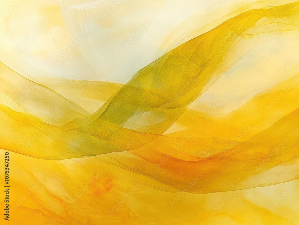 Poster abstract yellow background with flowing patterns and shapes, soft gradients, warm and inviting hues,