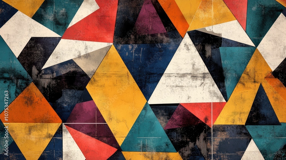 Poster abstract triangles creating a pattern in a line art illustration