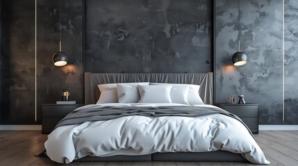 Beautiful Colored Mockup Bedroom Interior Blank Poster Decoration Art Background Image, generative AI