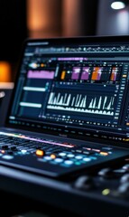 Naklejka premium Exploring the Future of Music Production: Advanced Technology in Audio Editing Workflows