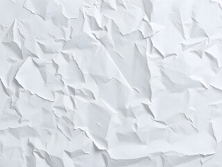Crumpled paper texture white background