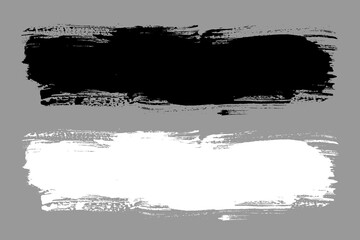 Brush strokes vector. Painted line and rectangle banners collection. Long and wide grunge backgrounds. Grain texture design elements. Black and white brush options