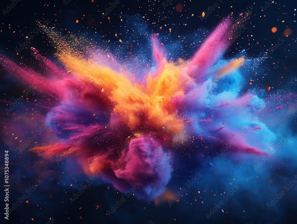 Aufkleber an explosion of colorful paint splashes, creating a dynamic and energetic visual display, akin to an