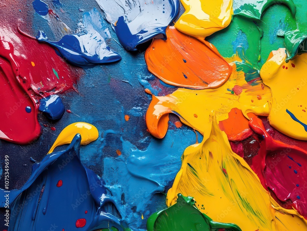 Aufkleber background of vibrant splashes of paint in various colors, creating an abstract and dynamic visual t