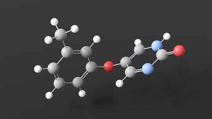 tolimidone molecule 3d, molecular structure, ball and stick model, structural chemical formula anti-inflammatory