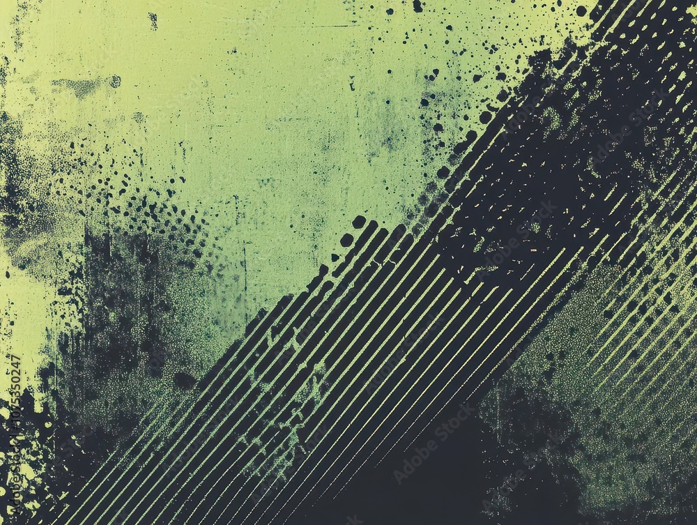 Poster black and green halftone texture with grungy dots, creating a retro, edgy background that evokes a s