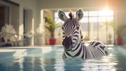 Fototapeta premium Animal in a swimming pool at the hotel.