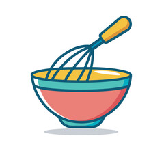 Bowl with whisk vector art illustration file