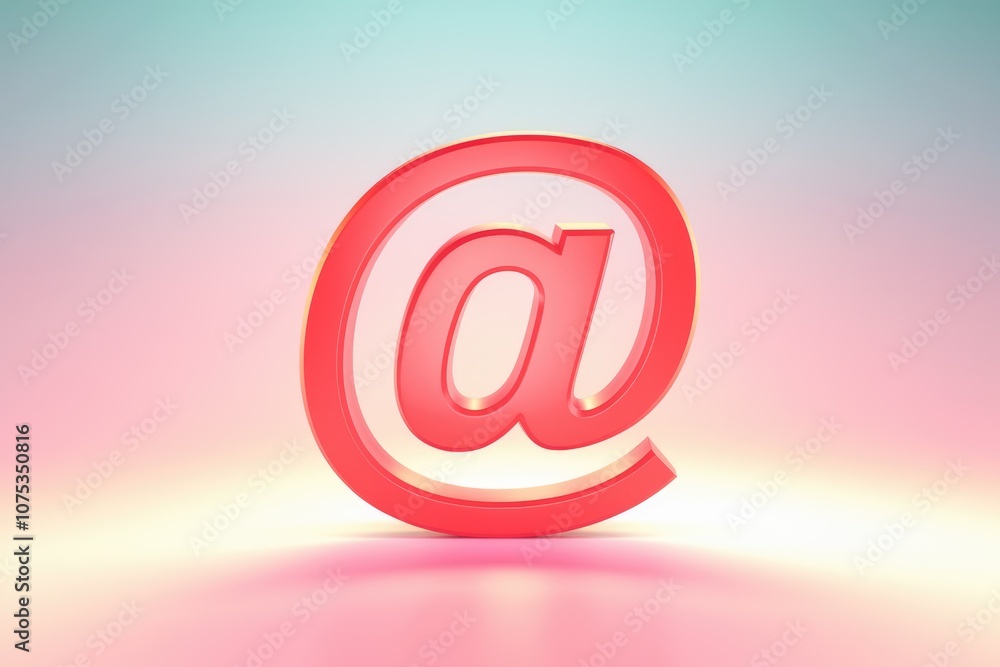 Poster A red 3D at symbol on a gradient background.