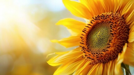 Fototapeta premium Stunning Close-Up of a Vibrant Sunflower Seed Isolated Against a Soft Background for Nature Lovers and Floral Enthusiasts