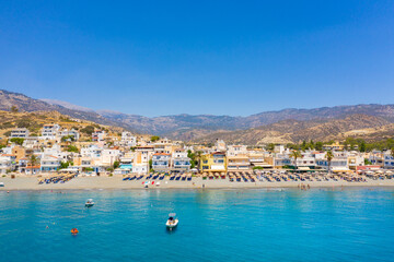 View of the amazing village and beach of Mirtos, near Ierapetra, Crete, Greece 