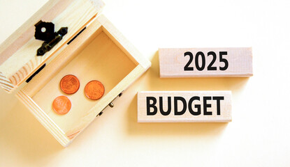 Planning 2025 budget new year symbol. Concept words 2025 Budget on beautiful wooden blocks....